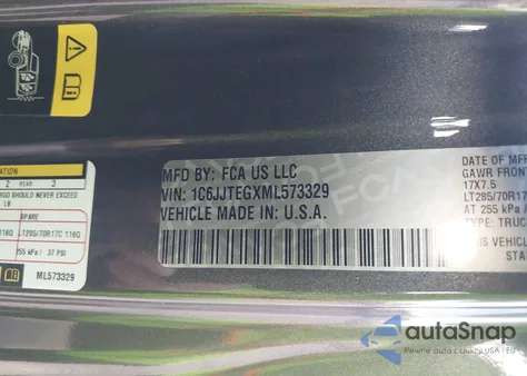 2021 Jeep Gladiator Mojave 4X4 z USA, uszkodzony, nr VIN 1C6JJTEGXML573329